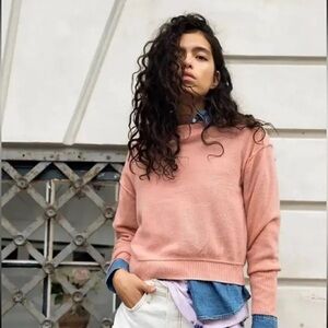 Free People Kora Cashmere Crew Sweater in Vintage Rose